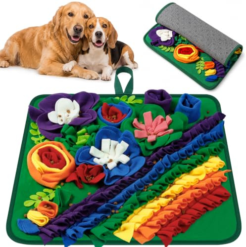Gimars Tapis de Fouille Chien Tapis Fouille Chien Interactif Jouet Interactif pour Stimulation Mentale Anti-ennui Entraînement Olfactif Tissu Polaire Antidérapant 50×50cm pour Chiens de Toutes Tailles