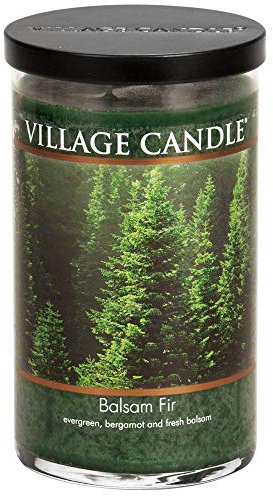 Village Candle Balsam Fir Large Tumbler Glass Jar, Scented Candle, Notes of Evergreen, Bergamot, and Fresh Balsam, 19 oz.