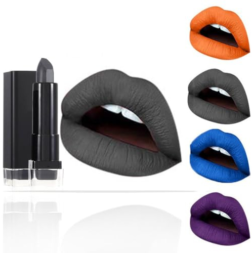 Highly Pigmented Lipstick, Matte Lipstick, Long-Lasting Lipstick, Waterproof, Cream Lip Gloss, Makeup for Women and Girls, Pack of 1 (C-Black 25)
