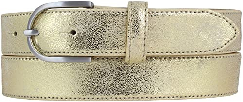 BELTINGER Ceinture pour enfants en look métal 3 cm | Ceinture en cuir look métal pour filles 30mm | Ceinture étroite en métal et cuir | Or 70cm