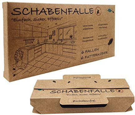 Mr. Insektenfrei - 6X Schaben Fallen/Kakerlaken Falle - Effektive Schabenfalle und Befallsermittlung von Küchenschaben, Deutsche Schabe, Brotkäfer, Speckkäfer Klebefalle