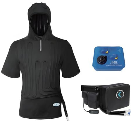 COMPCOOLER Waistpack ICE Water Cooling System Hoodie Cooling T-Shirt 1.5L Detachable Bladder Flow Control (XL/2XL) Black