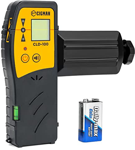CIGMAN Laserempfänger CLD100 für Kreuzlinienlaser Linienlaser Grün und Rot bis 50m Arbeitsbereich, 10 min. automatische Abschaltung, einstellbarer Signalton