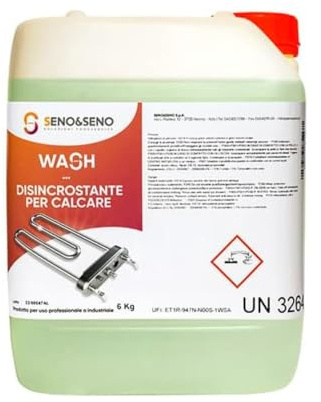 SENO & SENO Disincrostante Anticalcare Professionale | Tanica da 6kg per Cucine Industriali | Detergente Decarbonizzante e Alcalino per Rimozione Calcare e Residui Bruciati | Uso Intensivo