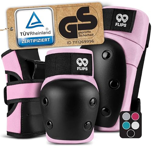 99FLIPS Protection Roller Adulte et Adolescent - Protection Skateboard Adulte - pour avec Genouillère, Coudiere - Équipement de Protection Skate, Inline Skate e BMX - DIVE M Rose