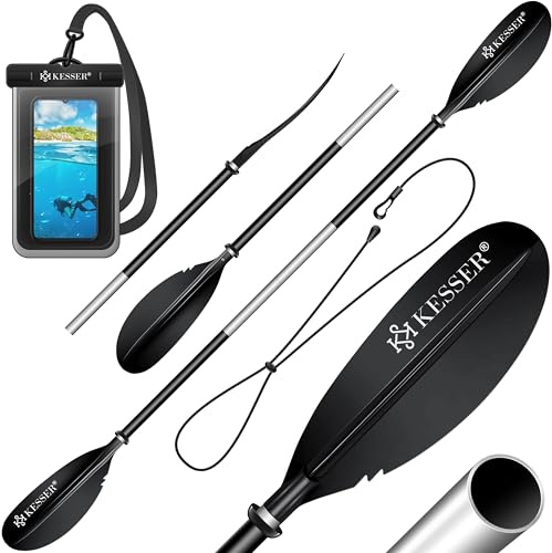 KESSER® Paleta Doble – 4 Piezas para Canoa Kayak Sup Stand-Up Paddling Board Pala de Remo, 228 cm de Aluminio, Muy Ligera para Bote Inflable, Remo, Kayak, Surf Board Bote