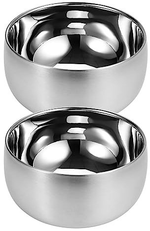 luvtree Edelstahl 316# Doppelwandige Vakuumisolierte Schüssel,Doppelwandige Mehrzweck-Servierschalen für Reis,Rutschfeste Snack Schalen,Leichter Kleinkindnapf.Maximale Kapazität 400 ml. 2 Stück