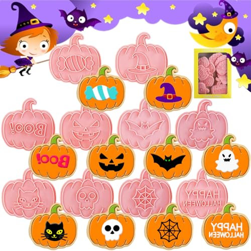 Saijer Molde Galletas Halloween, 10 PCS Calabaza Cortador Galletas Cortapastas Cookie Cutter Cortador de Bizcocho Cortadores de Pastelería
