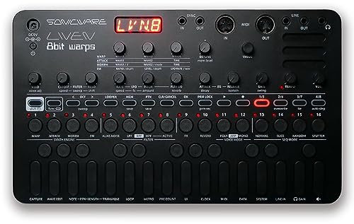 Sonicware Liven 8bit warps [Limitierte Schwarze Ausgabe] Waveform Synthesizer, 4-Track Looper, 4 Sound-Engines, 128-Steps Sequenzer, 10 Effekte, 6 Reverbs