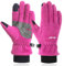 Arcweg Fleece Handschuhe Kinder Warm Winter Kinder Polar Fahrradhandschuhe Wasserdicht Fingerhandschuhe Winddicht Fäustlinge für Jungen und Mädchen Outdoor Sport Wandern Laufen Rosa L-XL(7-8 Jahre)