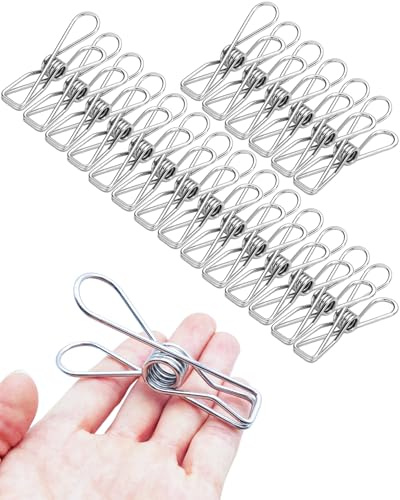 20 PCS Metal Clothes Pins Heavy Duty - 3.17 Inch Multipurpose Outdoor Travel Metal Clothes Pegs, Large Stainless Steel Laundry Clips for Hanging Clothes and Food Packages