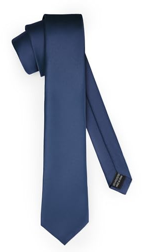 Ladeheid Corbata clásica para hombre, mate, perfecta para la oficina y celebraciones, colores variados - Ideal para reuniones de negocios, bodas TMM-7 (150cm x 7cm, Azul Marino)