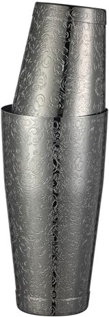 Shaker Boston en acier inoxydable avec motif gravé et boîte lestée Noir