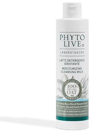 Phyto Live Laboratories Lait démaquillant hydratant de - Démaquillant hydratant pour le visage aux ingrédients d'amande douce et d'avoine bio - Taille 250 ml