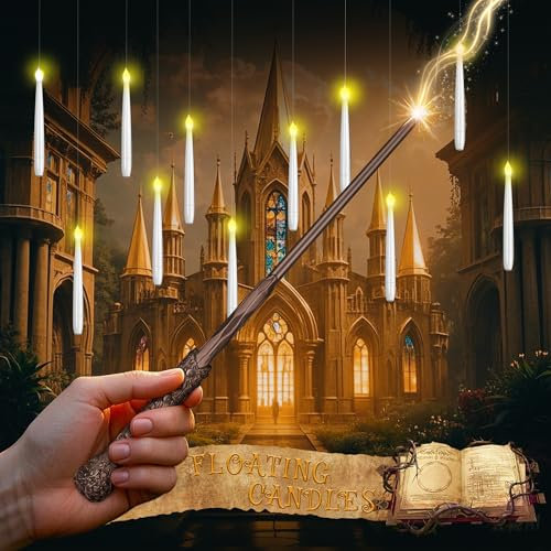 ALEIFLE Schwebende LED Kerze mit Zauberstab-Fernbedienung – Flammenlose Batteriekerzen für Hochzeit, Weihnachten, Party | Sicher & Magische Dekoration für Kinder, Familie (10 Stück)