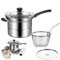 Olla freidora, olla multiusos de acero inoxidable con cesta coladora (8.6 x 5.9 pulgadas), herramienta de cocina ideal para papas fritas, mariscos, camarones, anillos de cebolla y más