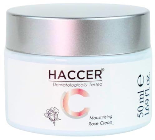 Haccer Rose Moisturising Daily Skin Cream 50 ml - Natural Rose Water - Moisturising, Hydrating, Nourishing, Revitalising Skin Cream