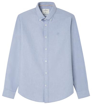 Springfield Oxford Tencel Melange Shirt with Peach Camisa, Azul, M para Hombre