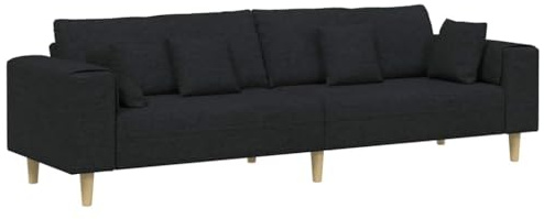 vidaXL Divano con Cuscino Nero 250 x 77 x 76 cm Tessuto, Divano per Salotto, Design Moderno, Poltrone Eleganti, Lounge Ergonomico, Cuscini a Molla, Opzioni di Seduta Fashion