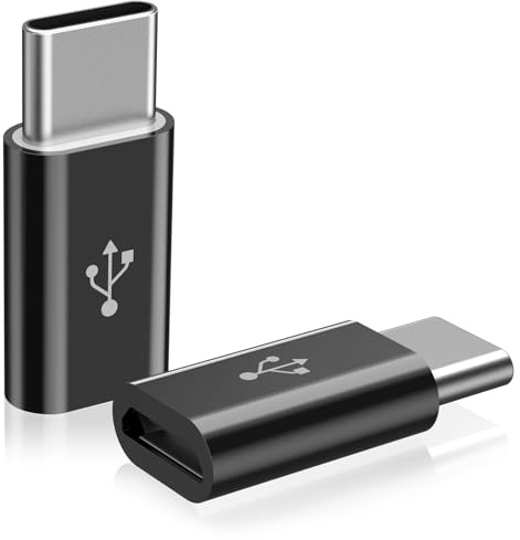Meliya Adaptador USB C a Micro USB 2 Piezas, Adaptador Micro-USB Hembra a USB C Macho para Samsung Galaxy, Huawei, Xiaomi, OPPO, Vivo, USB-C Teléfonos, Tableta PC y Más(Negro)