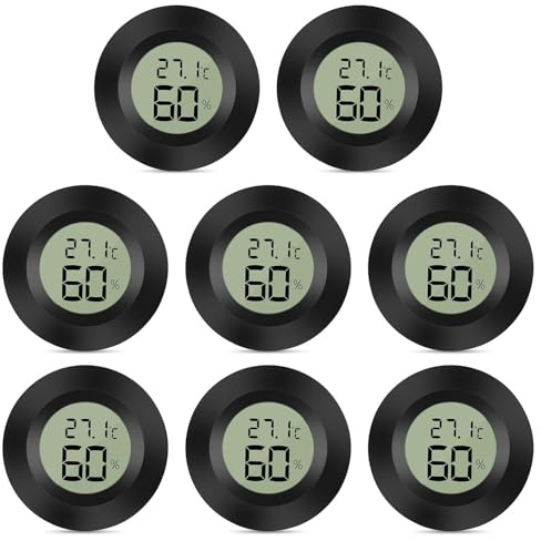 Duxivo 8 Mini Higrómetro Termómetro, LCD Digital Interior Temperatura y Medidor Humedad, Termometro Higrometro para Invernadero, Bodega, Sótano, Almacén, Cuarto de Bebé