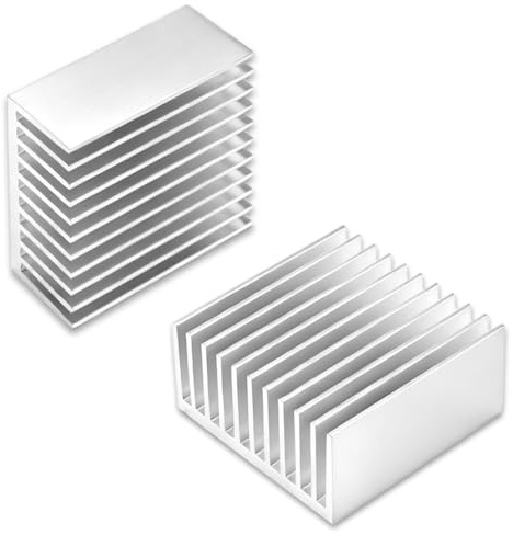 2PCS Aluminum Heat Sink 40x40x20mm / 1.57x1.57x0.79 with Thermal Conductive Adhesive, Designed for Cooling 3D Printers, Electronic modules, CPU, LED Power Supplies and Active Components.