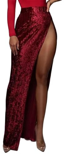 duaicnvow paljettkjol dam stretchig glittrande kjolar Tutu kjolar vuxen 3 lager tyll ballerina danskjol sexig gnistrande midja elastisk stretch utekväll fest klubb korta kjolar, vin, S