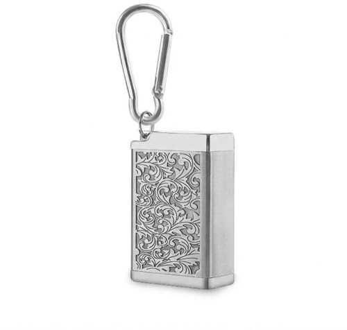 YIPFEN 1 posacenere portatile, mini posacenere tascabile in metallo antivento e antiodore con portachiavi, adatto per l'uso in auto, durante le passeggiate e in viaggio (argento)