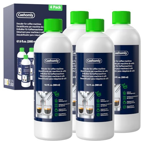 Avkalkningsmedel för DeLonghi kaffebryggare, ersättning avkalkningsmedel för DeLonghi DLSC500, kaffemaskiner underhållstillbehör, vegetabiliska ingredienser, 500 ml x 4 flaskor, 20 avkalkningsburkar