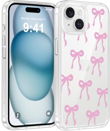 Natiiozie Case for iPhone 15, Clear Pink