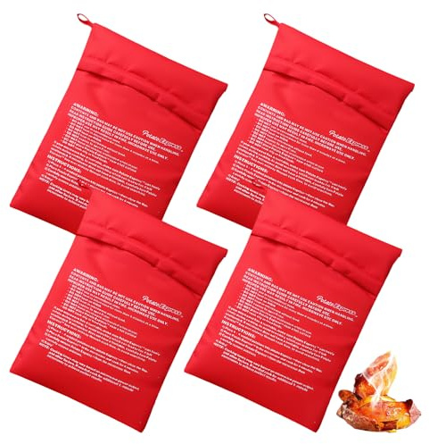 4 Piezas Bolsa Patatas Microondas,Bolsa Papas Microondas,SZMK Potato Express Bag,Saco para Asar Patatas en Microonda,Saco de Cocina Lavable,Bolsas de Horno Reutilizable para Cocinadas-Rojo