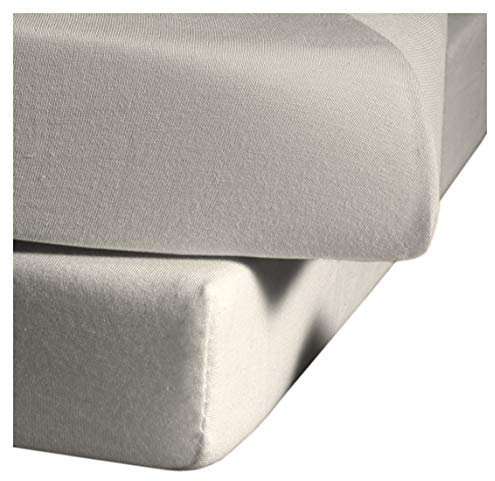 fleuresse Jenny C klassisches Jersey-Spannlaken, 100% Baumwolle, mit praktischem Rundumgummi, Fb. Porzellan, Größe 120 x 200 cm, auch passend für 110/130 x 200