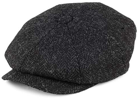 Jaxon & James Taransay Harris Tweed Ballonmütze - Schwarz-Anthrazit - S