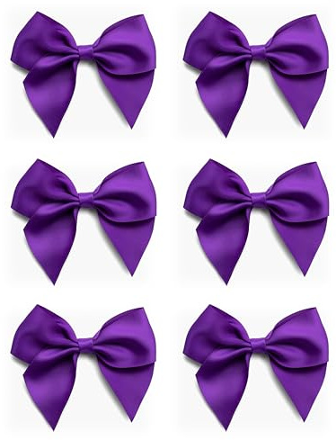 Italian Options Lot de 6 grands nœuds en ruban de satin (autocollants) Violet 10 cm