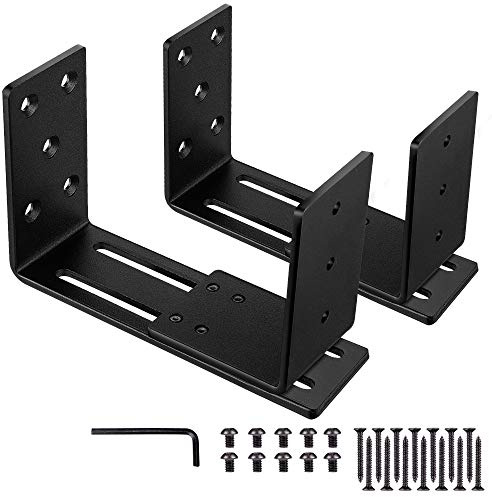 Adjustable Barricade Brackets (2pcs) - Drop Open Bar Holder for Security Door Reinforcement Steel U Bracket for Outswing and Inswing Doors or Gates