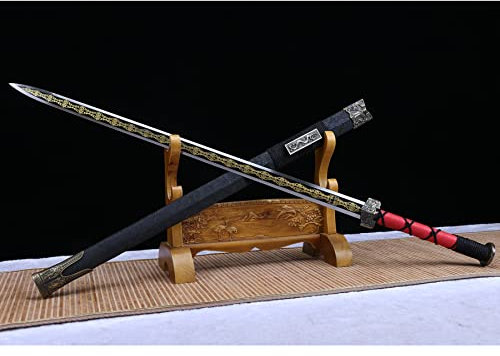 LQSMX sword Chinesisches Schwert/scharf/Zweihändiges Schwert, Einhandschwert 42.5in Schwerter echte Waffen Handgeschmiedeter Manganstahl