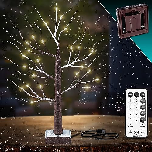 KESSER® Albero luminoso di betulla, 60 cm, con telecomando, timer a 8 modalità, rami di luci per interni, luce bianca calda, alberi, betulla, decorazione natalizia per Natale, casa, feste