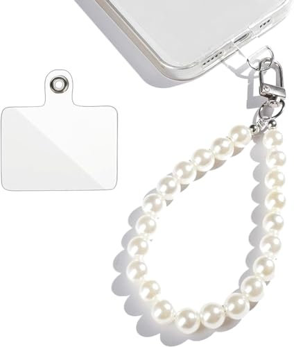 Moguri® Cadena Universal para Teléfono Móvil, Colgante, Perlas, Cordón, Correa de Mano, Pulsera Compatible