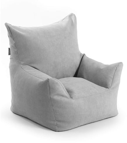 mokebo Kindersessel mit Stoffbezug 'Der Pausenheld', Sitzsack Kinder mit Füllung, auch als Lesesessel oder Sitzkissen fürs Kinderzimmer, Kindersitzsack oder Sessel für Kinder in Grau