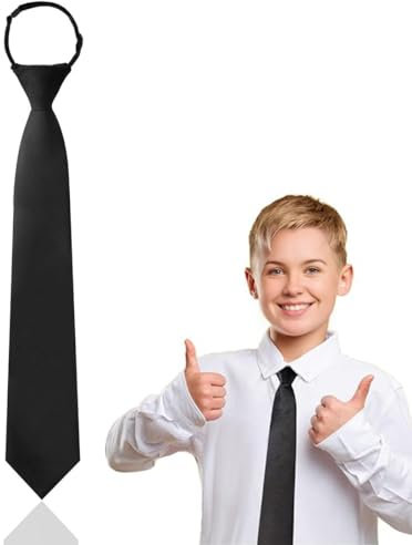 LYQNIHOB Schwarze Kinderkrawatte mit Reißverschluss – Perfekt für Hochzeit, Abschlussfeier & Show – Verstellbar & einheitliche Vorbindung – Elegantes Design für kleine Jungen – 1 Stück
