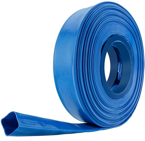 Poppstar platt slang, industrislang 20m, Ø 38mm (1 1/2 tum) drifttryck 7 bar, byggslang, blå