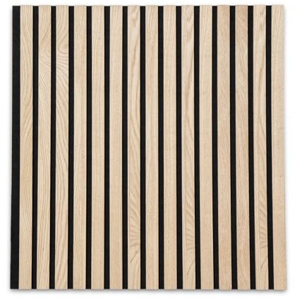 Floordirekt Paneles acústicos, chapa de madera auténtica, agradable acústica de habitación, láminas de madera y fieltro, insonorización, aislamiento acústico, blanco roble, 60 x 60 cm