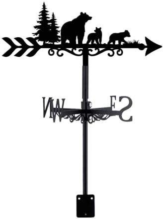 SUPERDANT Veleta de viento de metal para osos de la selva veleta con forma de animal negro signo de techo para granja jardín almacén patio decoración al aire libre