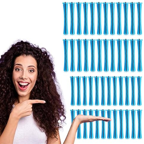 Kit Bigodini da 48 pezzi per Capelli Corti – Bigodini Lungo per Boccoli e Permanente per Capelli Ricci – Heatless Hair Curler Senza Calore - Forma Perfetta di Boccoli con Grande Bigodini e B