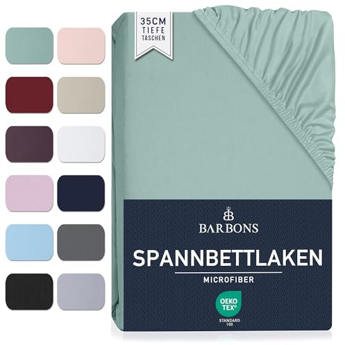 Spannbettlaken 90x200cm - 35 cm Tiefe Tasche Spannbetttuch Oeko-TEX Zertifiziert Gebürstete Polyester Mikrofaser Bettlaken Bettbezug für Boxspringbett Dicke Matratzen (90 x 200 cm - Grün)