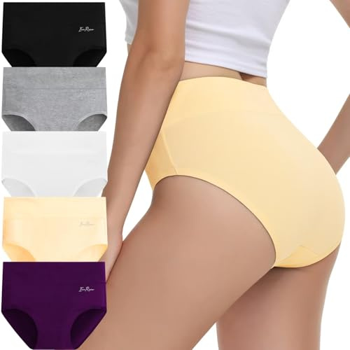 IceReco Bragas Mujer Algodon Altas Elástico Pack de 5 | Bragas Reductoras Mujer, Braguitas Postparto, Ropa Interior Mujer Talle Alto