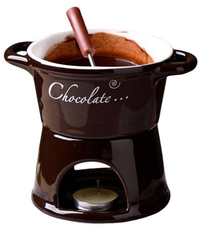Taza De Fusión De Chocolate - Taza De Fondue Para Chocolates | Taza De Set De Fondue De Chocolate | Juego De Calentador De Mantequilla De Cerámica | Derretir Un Juego De Tazones De Olla Calientes |