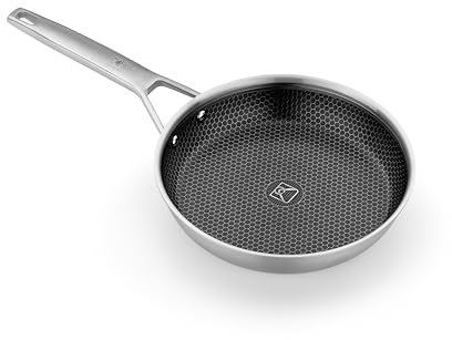 BRA Hybrid Cell Non-Stick 18/10 Stainless Steel Frying Pan (20cm) Durable Stainless Steel Non Stick Frying Pan with Aluminium Inner Ideal for Induction Hobs.