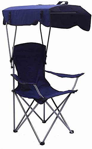 JFUNANQH Sun Loungers Garden Folding Chair Camping Chairs with Shade Canopy Chair, Breathable And Sunscreen Oxford Fabric Folding Camp Recliner for Outdoor Beach Camp Park Travel