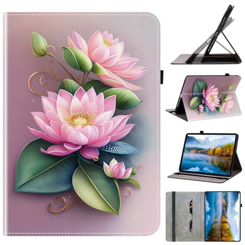 Mldjomid Custodia Protettiva Compatibile con Amazon Fire HD 8 (2018/2017/2016/2015) 8 Pollici Flip in Pelle PU Cover con Supporto e Slot per Scheda Tablet Custodia Case (Loto)